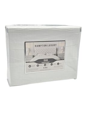 Hampton Luxury King Size 4pc White Sheet Set 1500 Thread Count Cotton‎ Blend